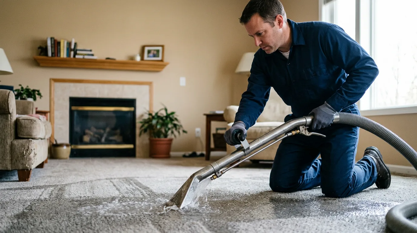 Water damage restoration technician working near Prudence Island, RI